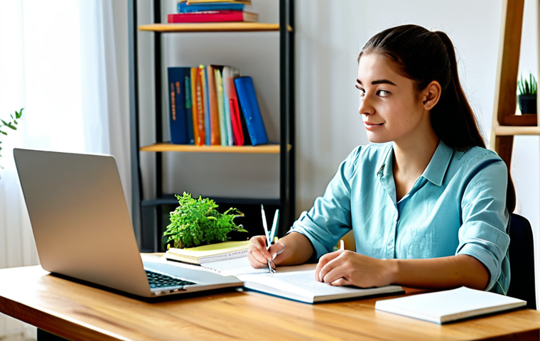 유아교육지도사 강의 준비를 위한 효율적인 방법 - Studying at Home**

"A young woman, fully clothed in modest, comfortable attire, sitting at a desk a...