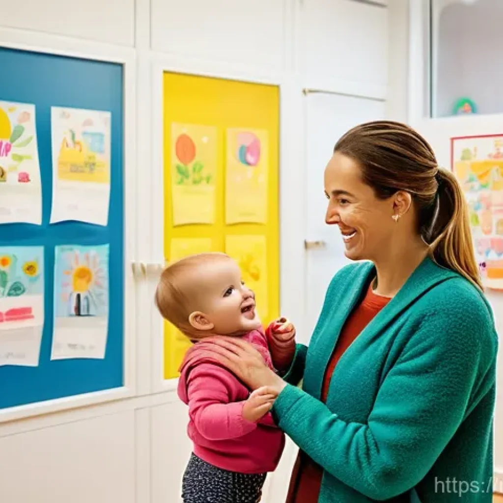 유아교육지도사 업무 중 소통 능력 개발 - **Prompt:** A warm, inviting scene inside a modern Dutch childcare center. A friendly female childca...