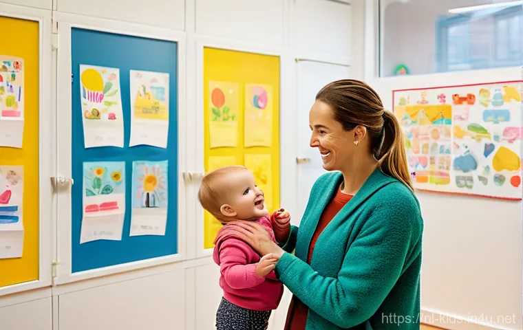 유아교육지도사 업무 중 소통 능력 개발 - **Prompt:** A warm, inviting scene inside a modern Dutch childcare center. A friendly female childca...