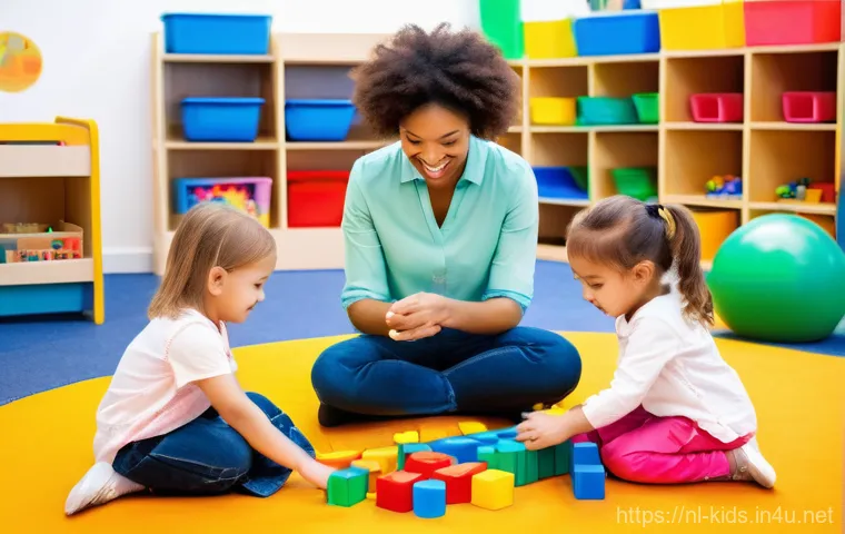 유아교육지도사 자격증 시험의 최신 경향 - **Prompt 1: Vibrant Childcare Learning Experience**
    A bright, wide-angle shot inside a modern, w...