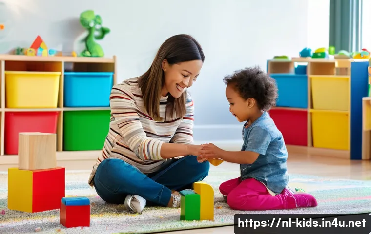 유아교육지도사 자격증 취득 후 첫 직장 선택 사례 - **Prompt:** A vibrant, sunlit indoor play area of a modern childcare center. A diverse group of chee...