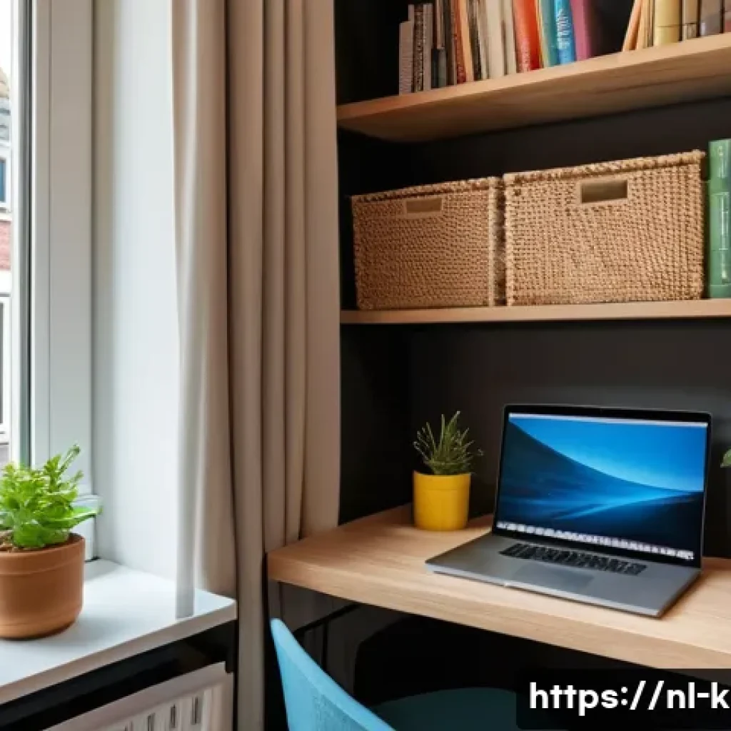 유아교육지도사 자격증 준비 시 학습 동기 유지법 - A cozy study corner in a modern Dutch home, featuring a clean wooden desk with a laptop, colorful st...
