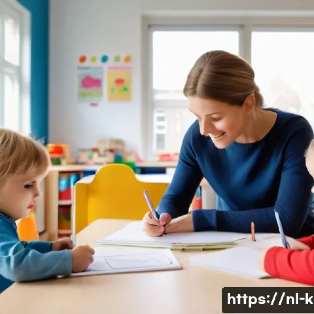 유아교육지도사 교육 사례 작성법 - A professional early childhood education setting in the Netherlands, showing a diverse group of chil...
