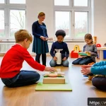 유아교육지도사 연수와 자격증 시험의 차이 - A warm and inviting early childhood education classroom in the Netherlands, featuring a diverse grou...