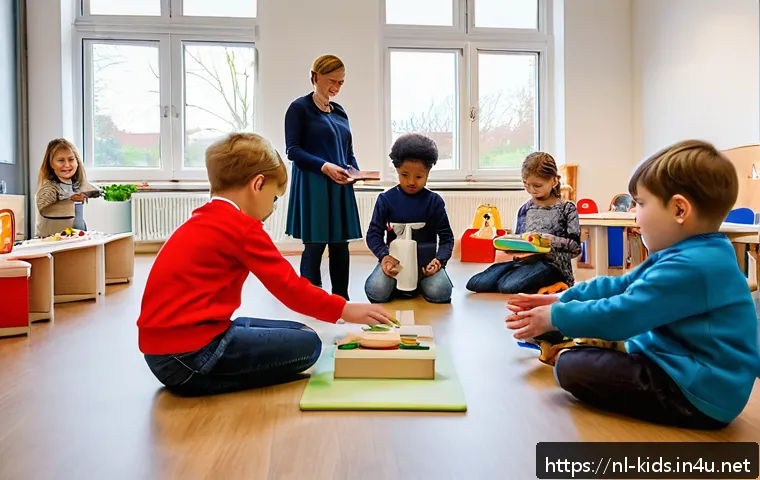 유아교육지도사 연수와 자격증 시험의 차이 - A warm and inviting early childhood education classroom in the Netherlands, featuring a diverse grou...