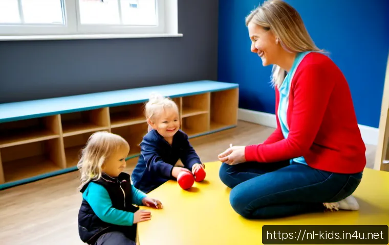유아교육지도사 직업 만족도를 높이는 방법 - Photorealistic candid scene in a bright Dutch preschool classroom, a fulfilled early childhood educa...