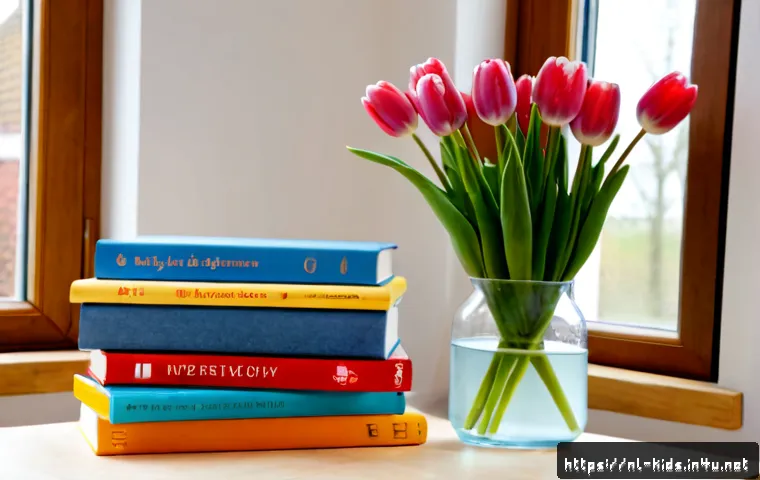 유아교육지도사로서 성장하기 위한 독서 리스트 - Photorealistic cozy Dutch home study corner for an aspiring early childhood education mentor, a neat...