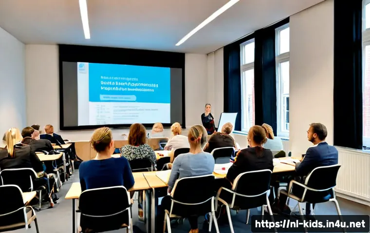 Home 17 유아교육지도사 경력개발을 위한 세미나 참석법 - Photorealistic Dutch early childhood education professional attending a career development seminar i...